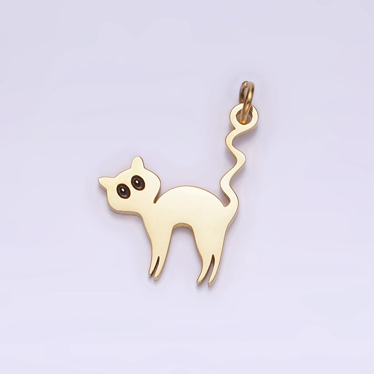 Stainless Steel Black-Eyed Kitty Cat Pet Animal Minimalist Charm | P1232