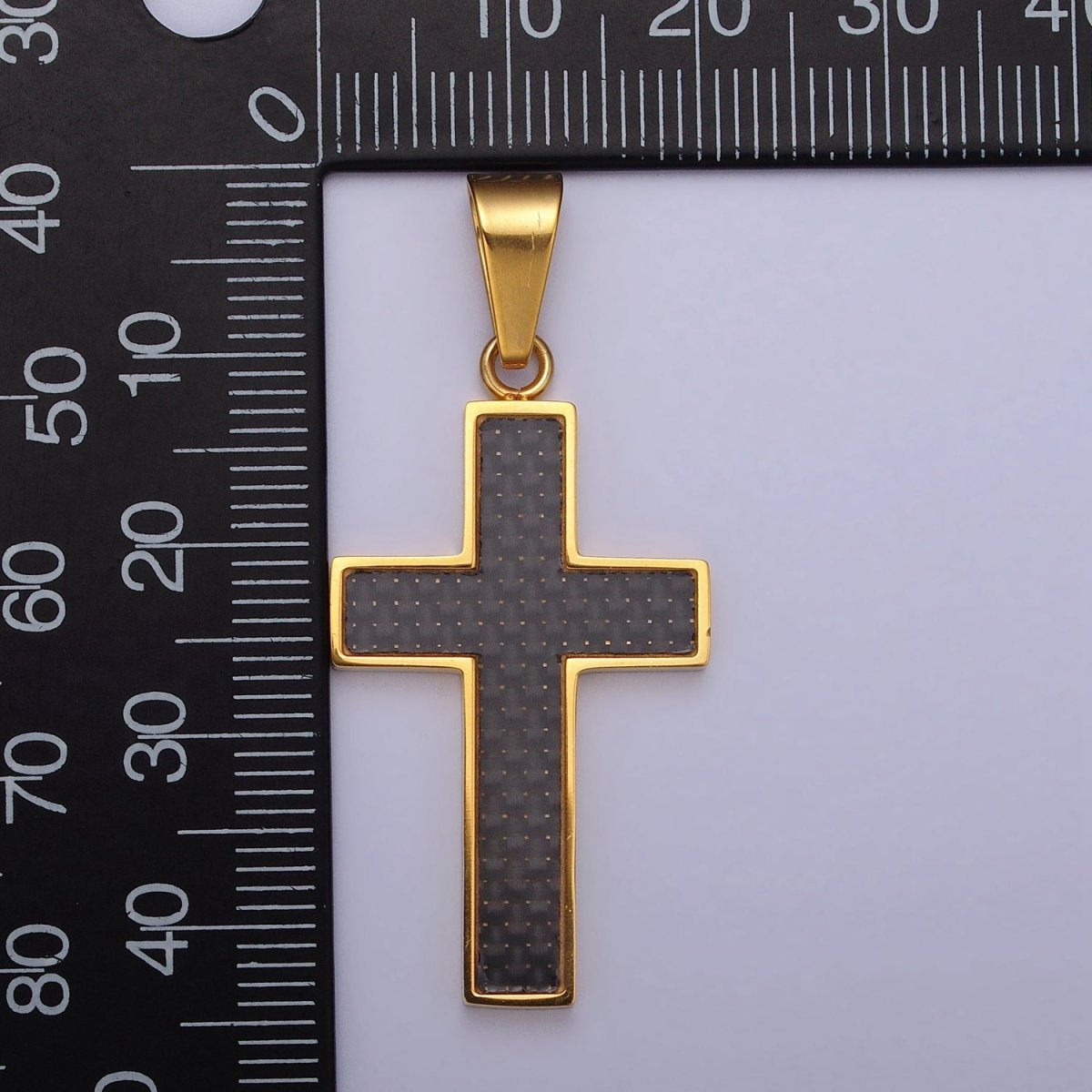 Stainless Steel Black Latin Cross Religious 43.5mm Pendant in Gold & Silver | P-1125
