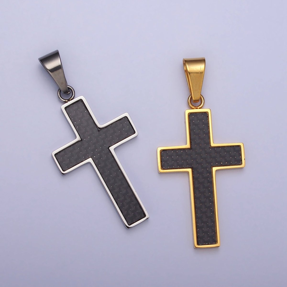 Stainless Steel Black Latin Cross Religious 43.5mm Pendant in Gold & Silver | P-1125