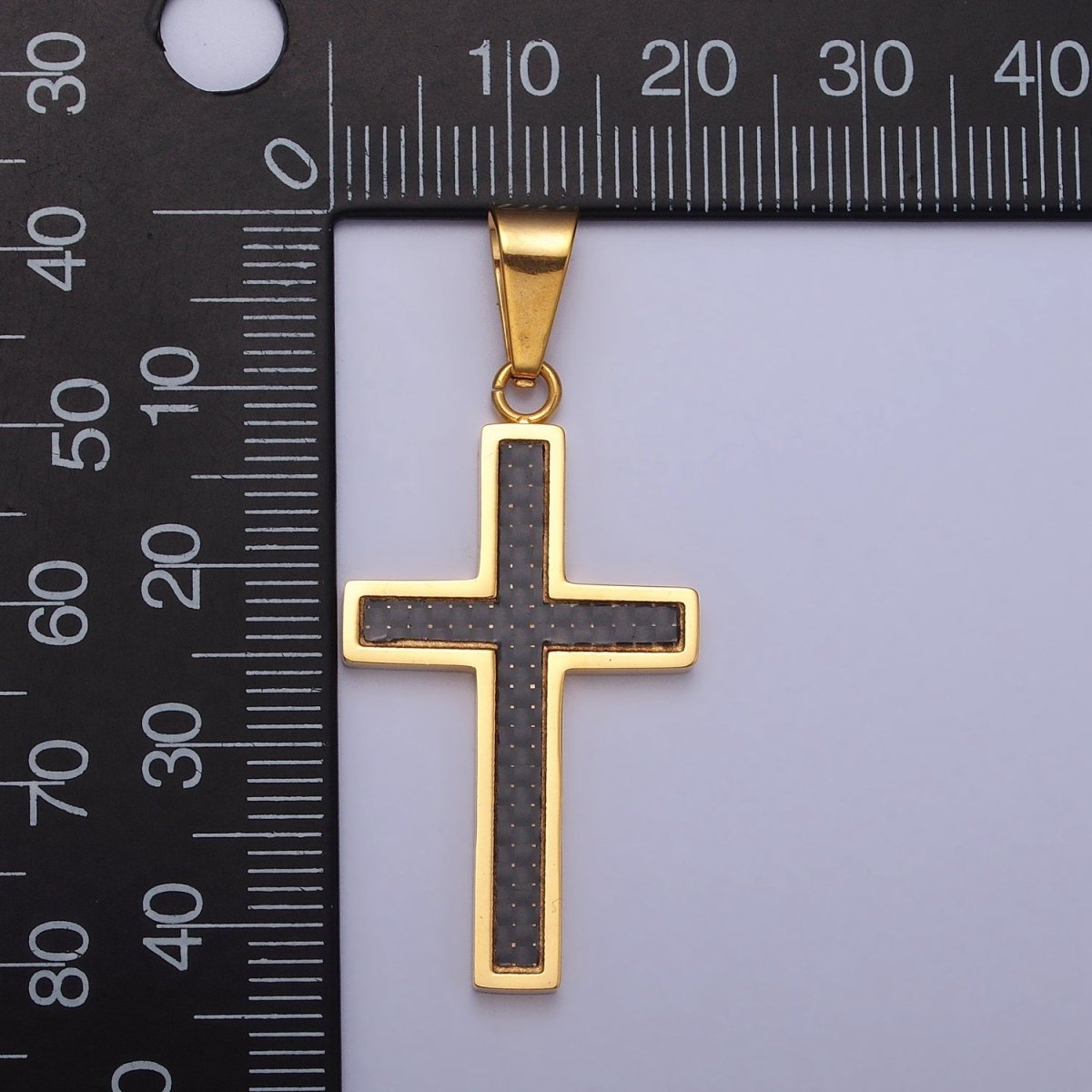 Stainless Steel Black Latin Cross Religious 44mm Pendant in Gold & Silver J-570 J-574