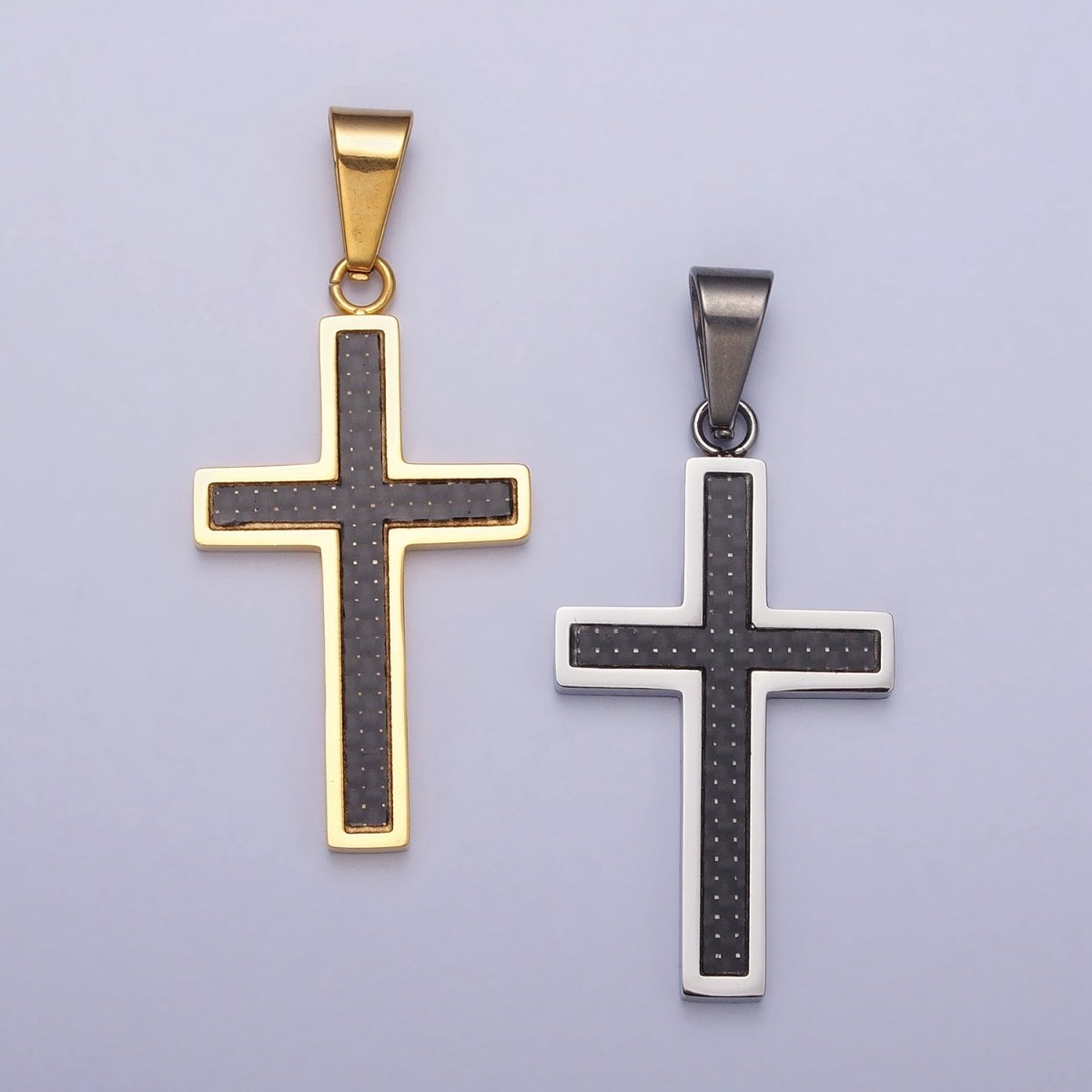 Stainless Steel Black Latin Cross Religious 44mm Pendant in Gold & Silver J-570 J-574