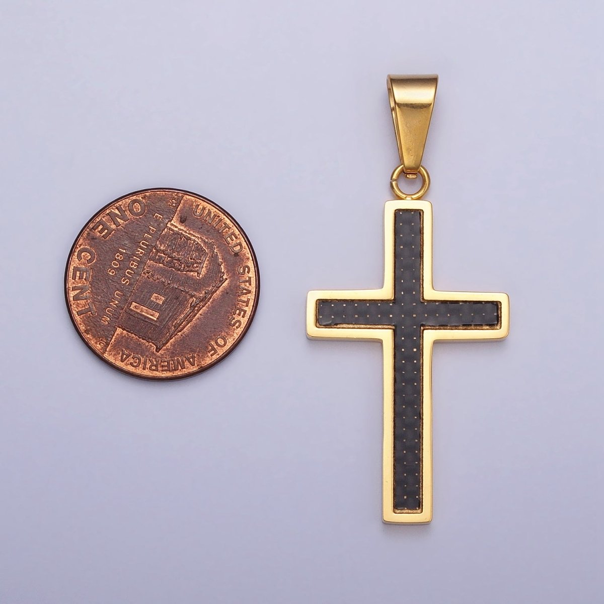 Stainless Steel Black Latin Cross Religious 44mm Pendant in Gold & Silver J-570 J-574
