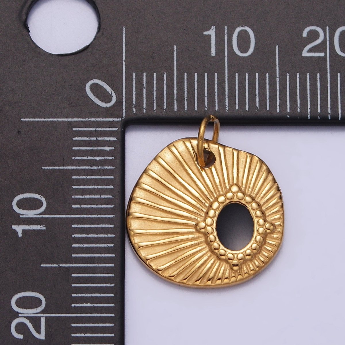 Stainless Steel Black Oval Abstract Sunburst Charm in Gold & Silver | P-1228