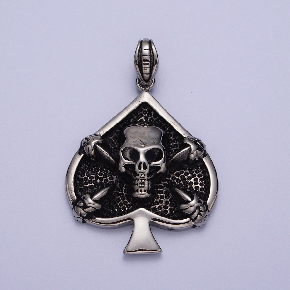 Stainless Steel Black Pirate Skull Ace of Space Pendant in Gold & Silver | J-168 X-660