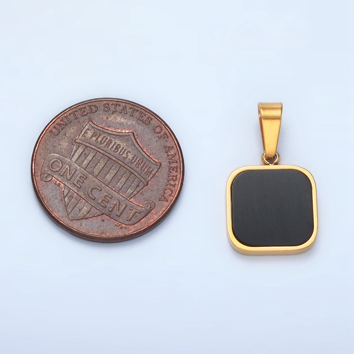 Stainless Steel Black Square Bezel Pendant | P1487 - DLUXCA