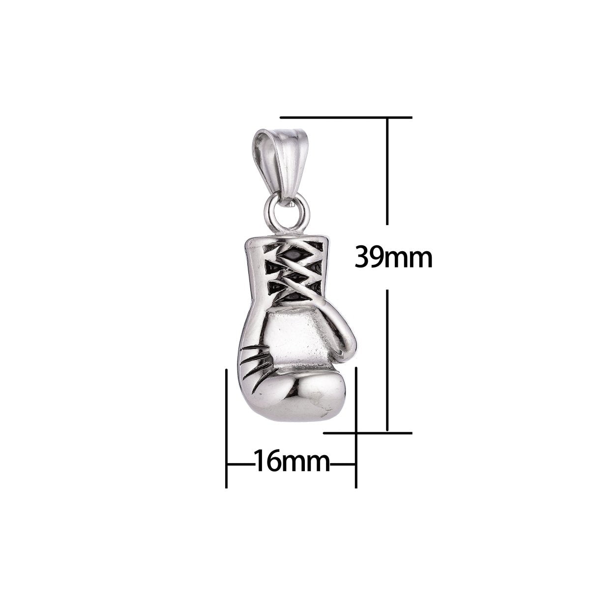 Stainless Steel Boxing Glove Necklace Pendant Boxer Sport champion Charm Bails Findings for Jewelry Making J-324