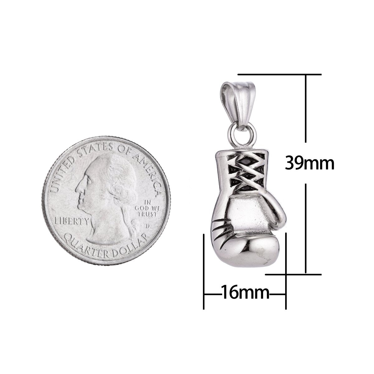 Stainless Steel Boxing Glove Necklace Pendant Boxer Sport champion Charm Bails Findings for Jewelry Making J-324