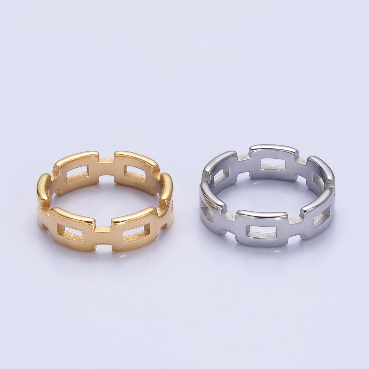 Stainless Steel Boxy Cable Chain Link Ring in Gold & Silver | O-1657~O-1664
