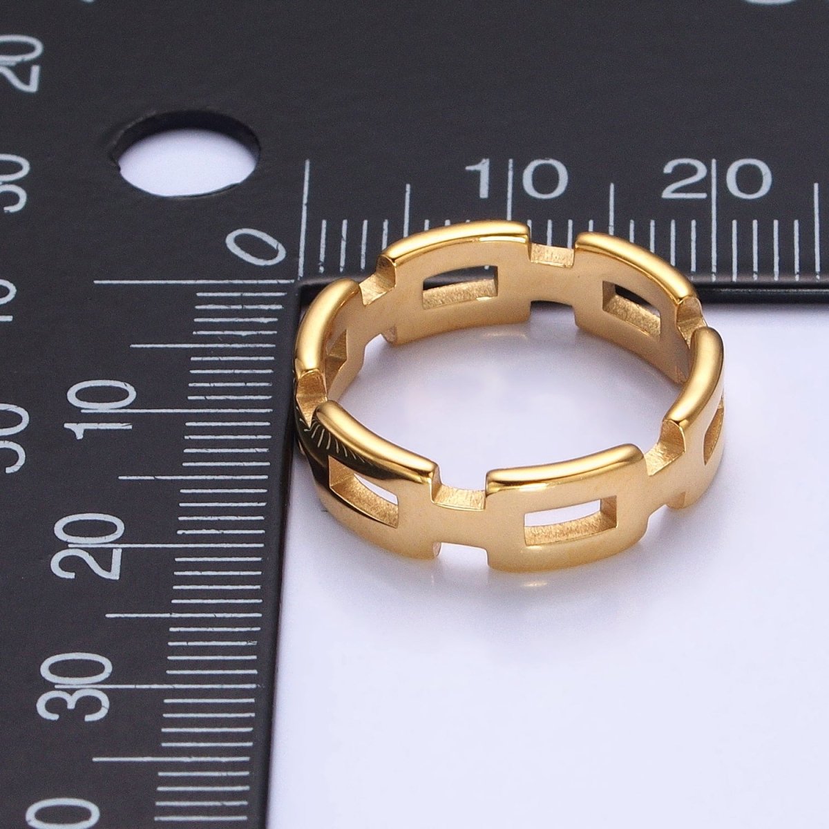 Stainless Steel Boxy Cable Chain Link Ring in Gold & Silver | O-1657~O-1664