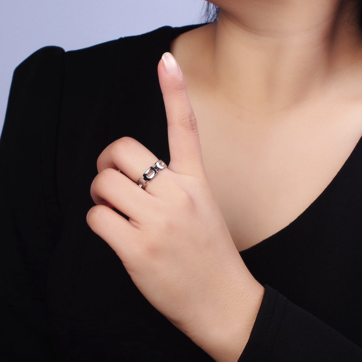 Stainless Steel Boxy Cable Chain Link Ring in Gold & Silver | O-1657~O-1664