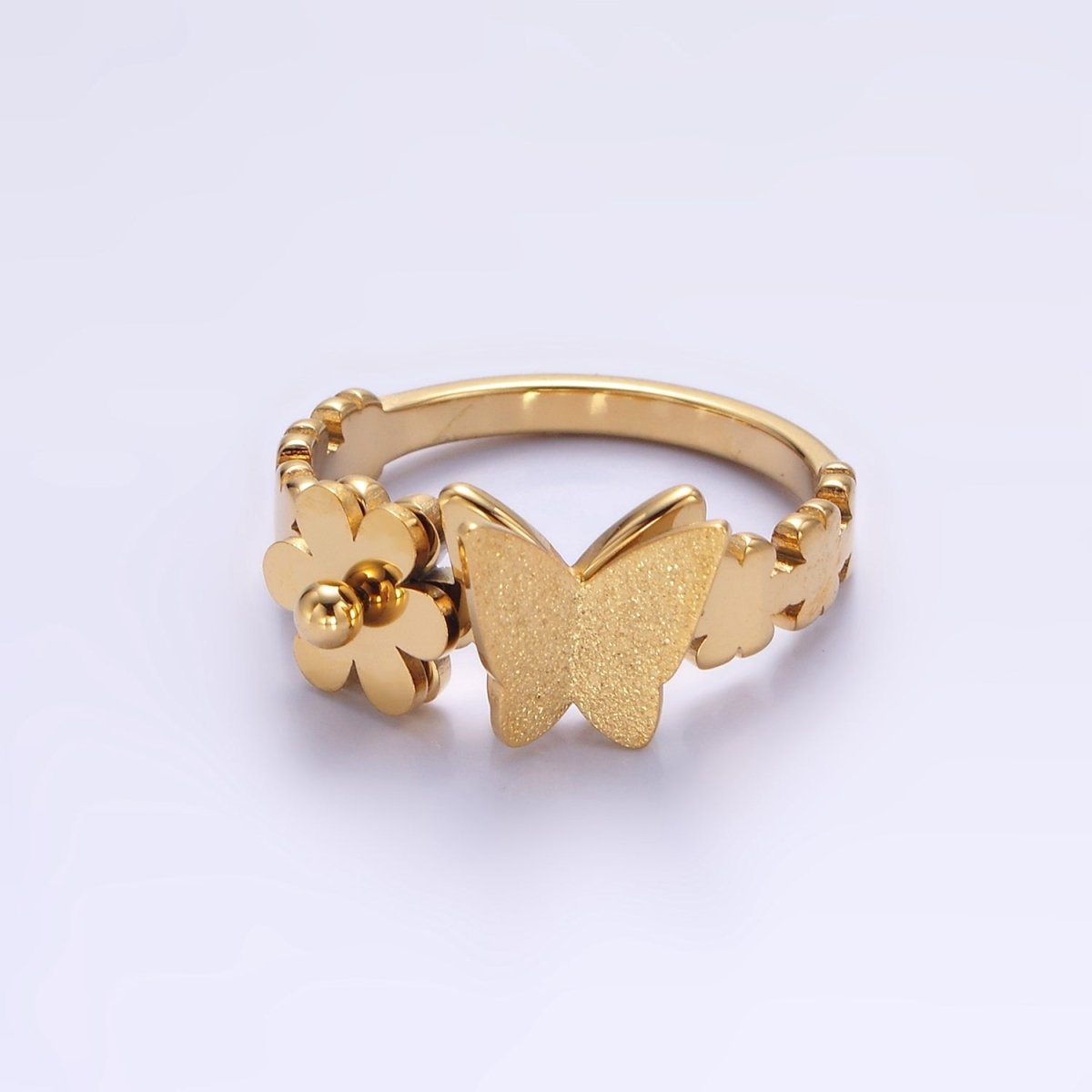 Stainless Steel Butterfly Flower Minimalist Ring | U051 U052