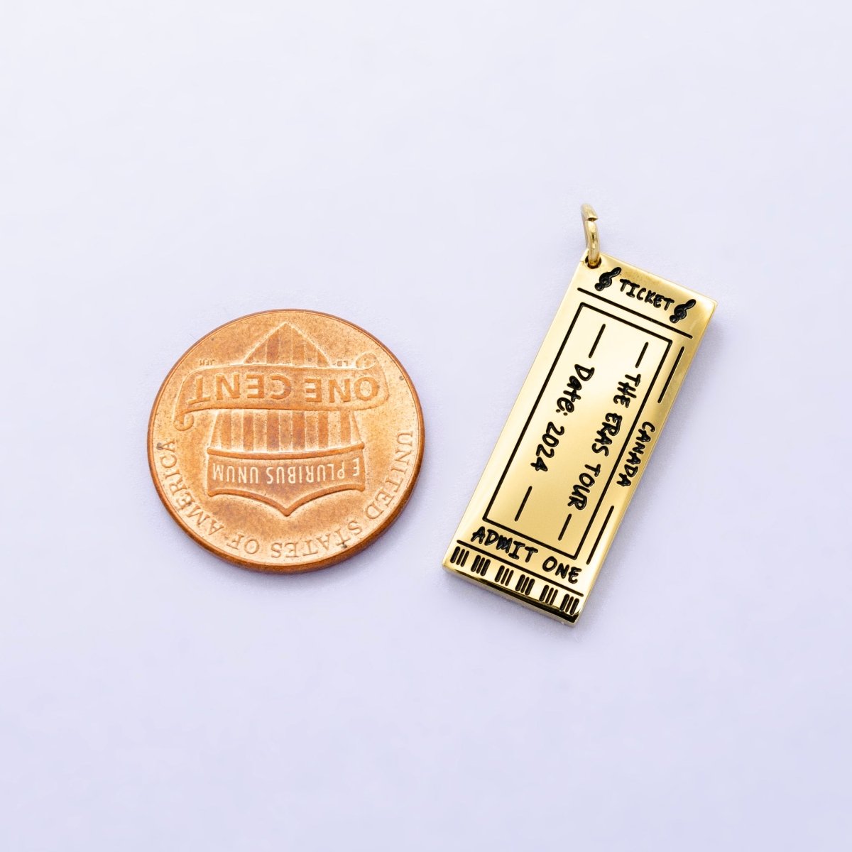 Stainless Steel Canada "ERAS" Script Engraved Concert Tour Ticket Admit Charm | P722 - DLUXCA