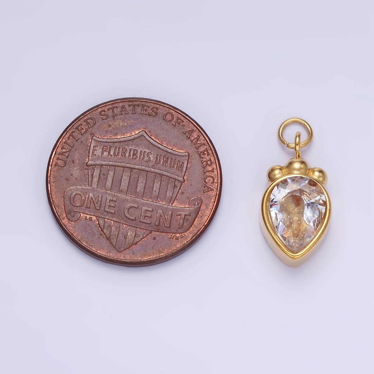 Stainless Steel Carrot Vegetable Teardrop CZ Charm | P956