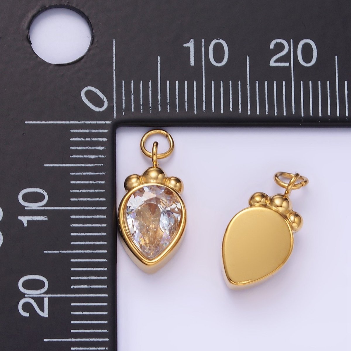 Stainless Steel Carrot Vegetable Teardrop CZ Charm | P956