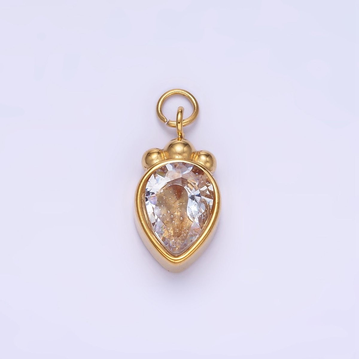 Stainless Steel Carrot Vegetable Teardrop CZ Charm | P956