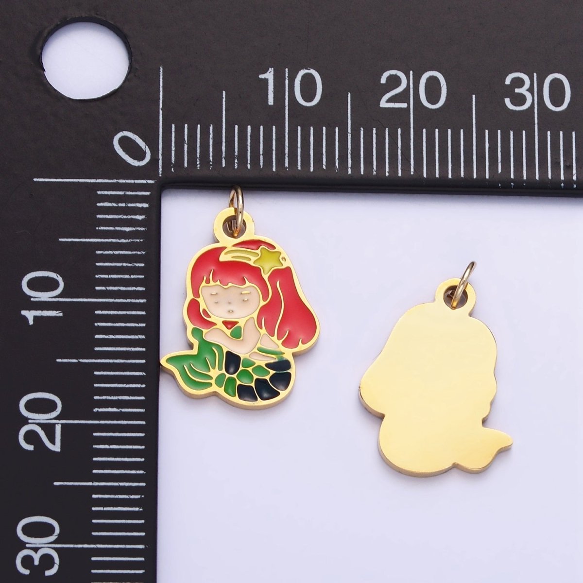 Stainless Steel Cartoon Mermaid Enamel Kids Jewelry Pendant | P1000 - DLUXCA