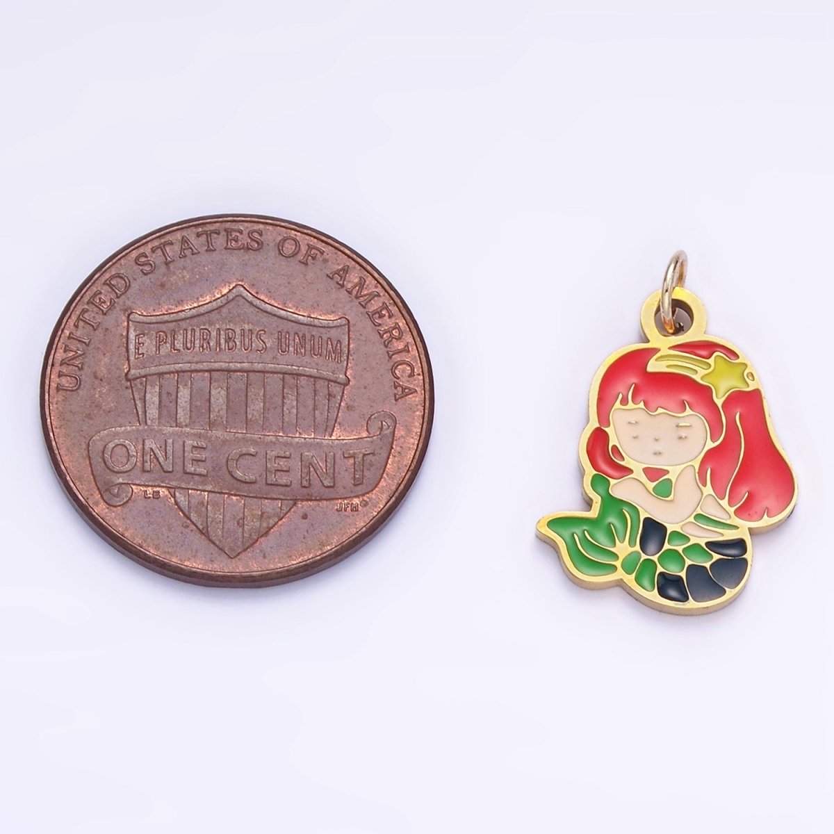 Stainless Steel Cartoon Mermaid Enamel Kids Jewelry Pendant | P1000 - DLUXCA