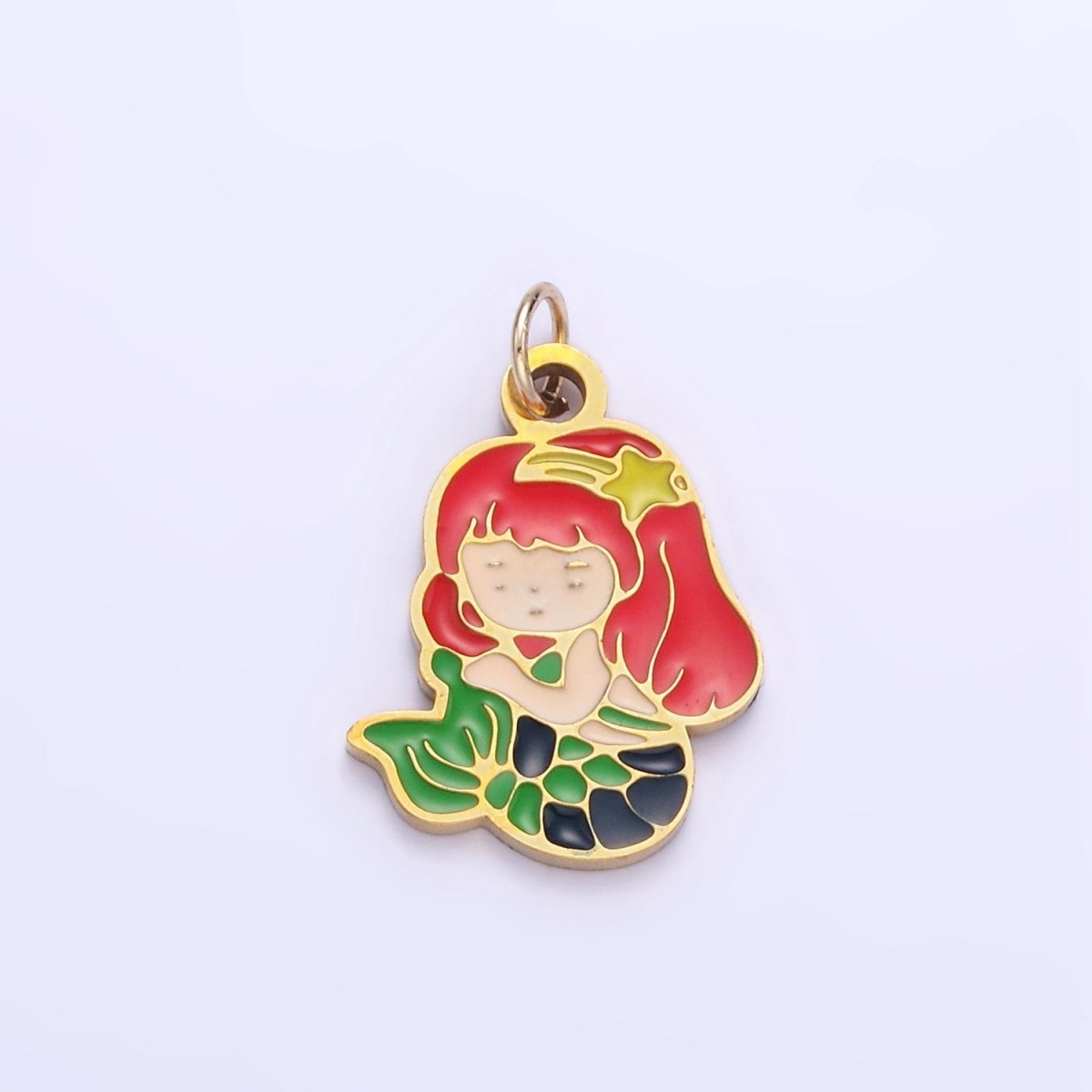 Stainless Steel Cartoon Mermaid Enamel Kids Jewelry Pendant | P1000 - DLUXCA