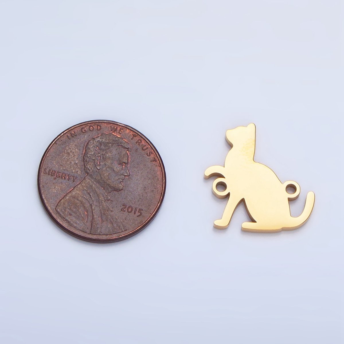 Stainless Steel Cat Kitten Pet Animal Connector in Gold & Silver | F281