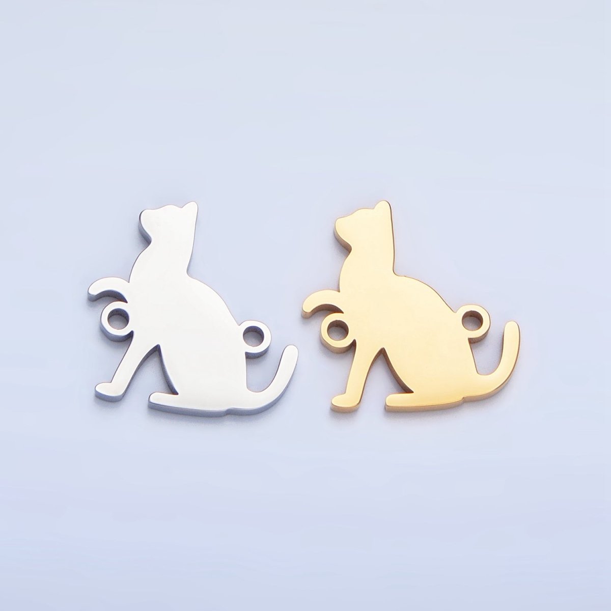 Stainless Steel Cat Kitten Pet Animal Connector in Gold & Silver | F281