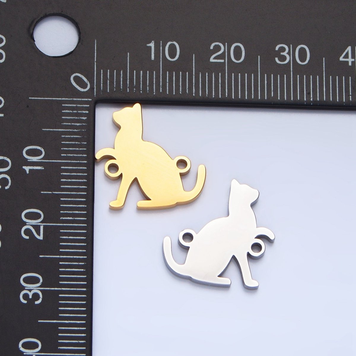 Stainless Steel Cat Kitten Pet Animal Connector in Gold & Silver | F281