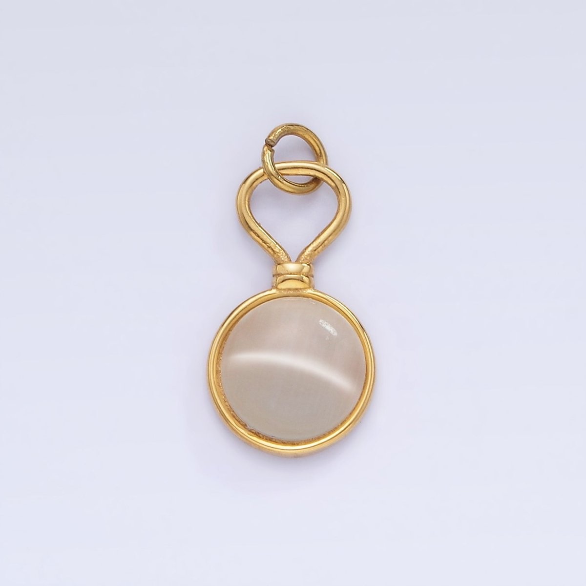 Stainless Steel Cat's Eye, Tiger Eye Gemstone Drop Charm | P977