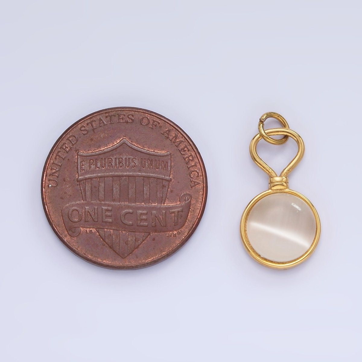 Stainless Steel Cat's Eye, Tiger Eye Gemstone Drop Charm | P977