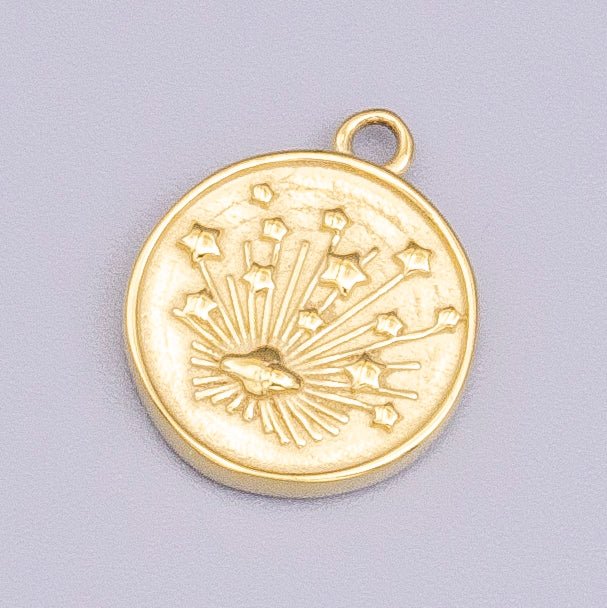 Stainless Steel Celestial Galaxy Space Stamped 13mm Round Charm in Silver & Gold | P-912