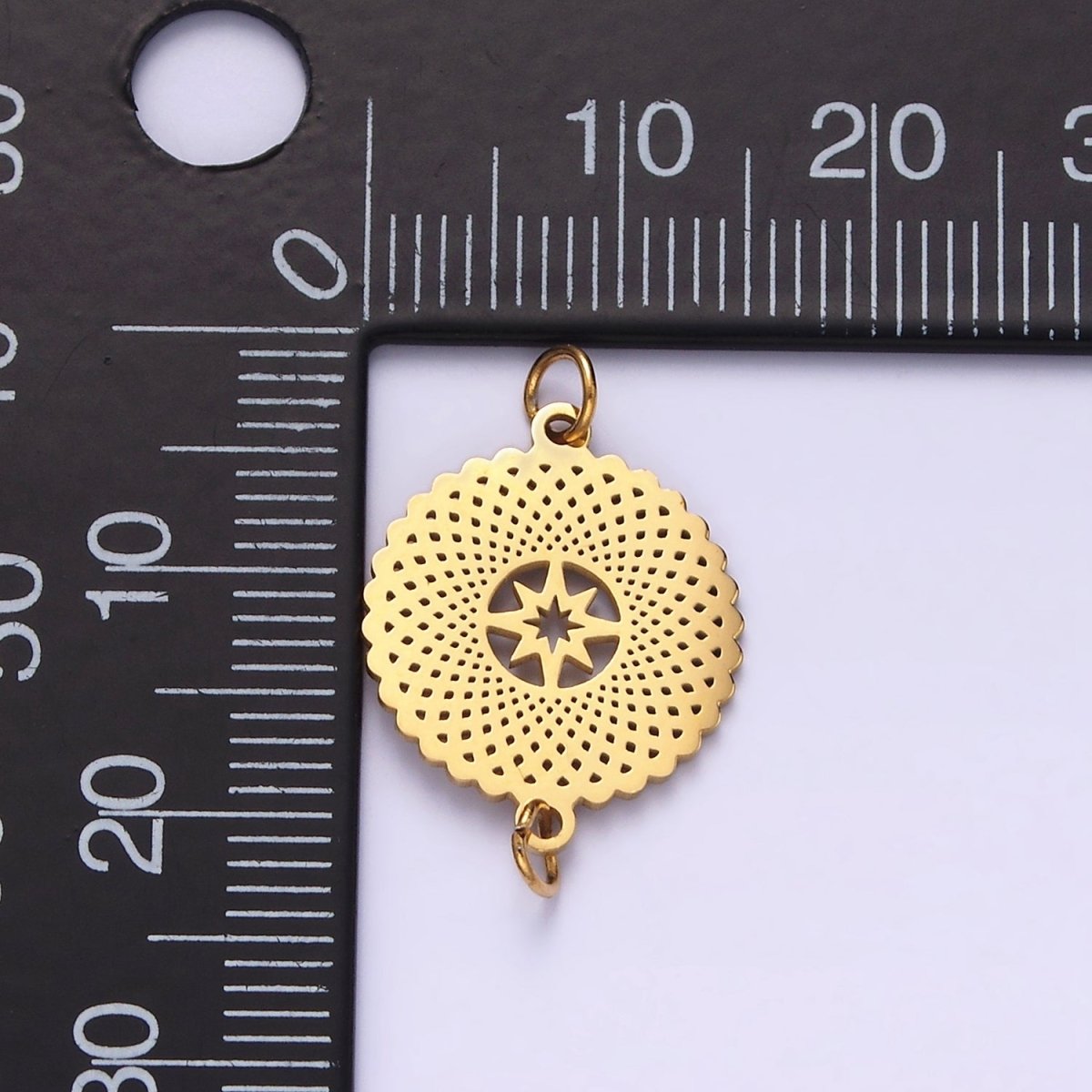Stainless Steel Celestial North Star Artisan Open Round Connector | P1353 - DLUXCA
