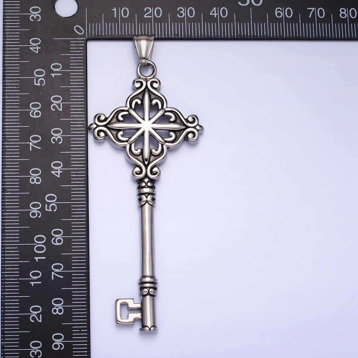 Stainless Steel Celestial North Star Open Lock Key Pendant in Silver & Gold | P-1111