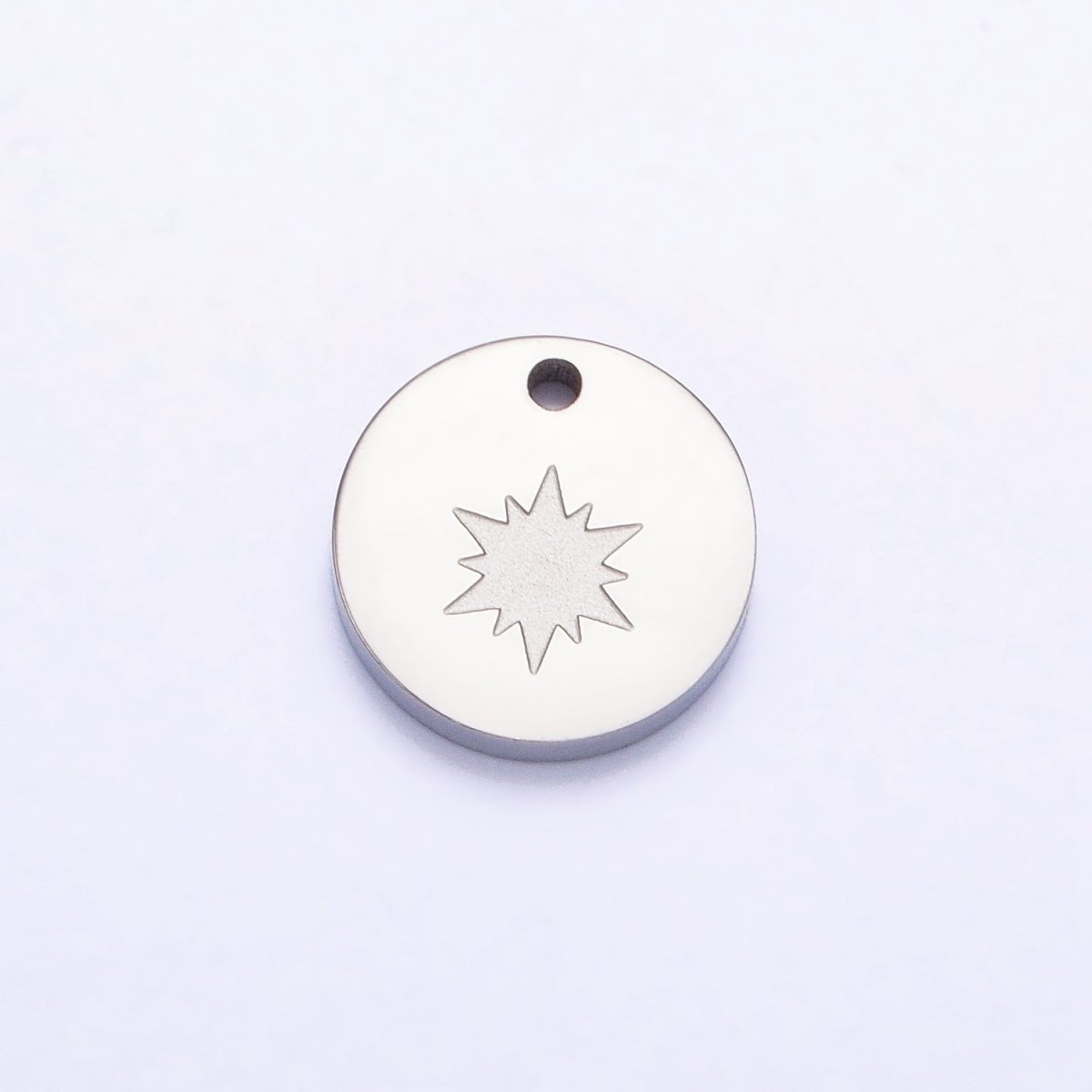 Stainless Steel Celestial North Star Starburst 10mm Round Coin Charm in Gold & Silver | P-922 (Copy)