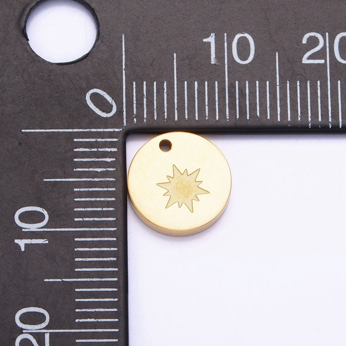 Stainless Steel Celestial North Star Starburst 10mm Round Coin Charm in Gold & Silver | P-922 (Copy)