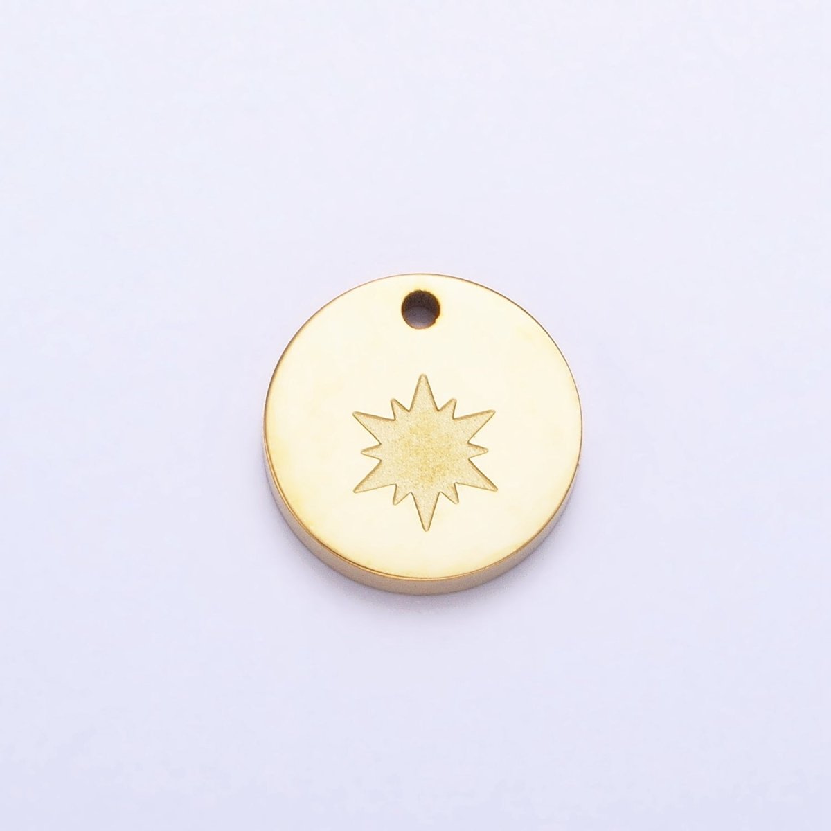 Stainless Steel Celestial North Star Starburst 10mm Round Coin Charm in Gold & Silver | P-922 (Copy)