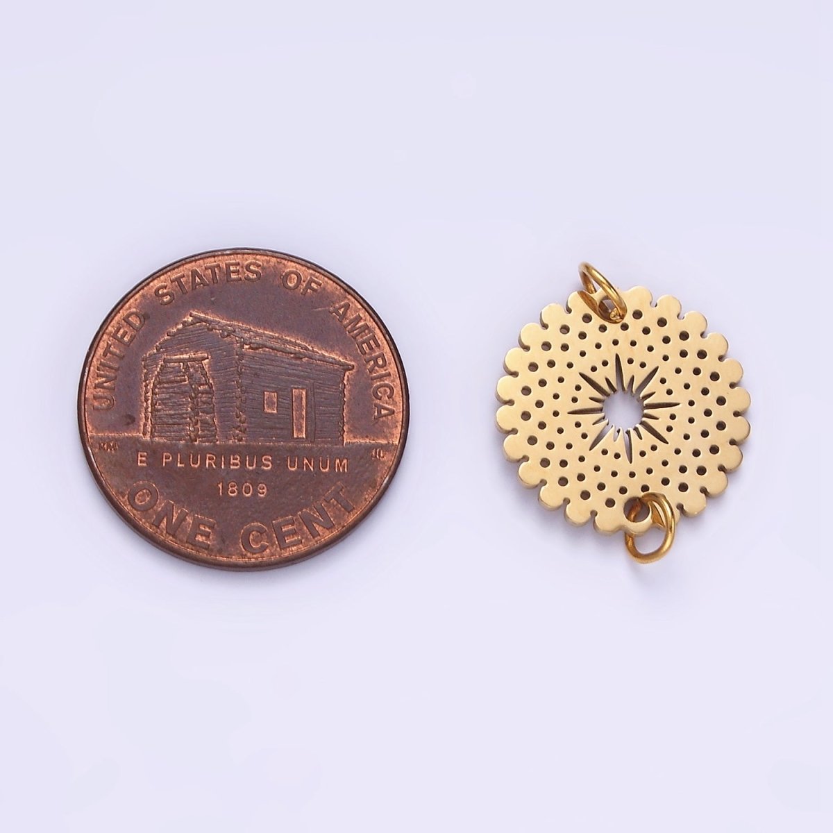 Stainless Steel Celestial North Star Sun Open Dotted Rounded Outline Charm | P1360 - DLUXCA