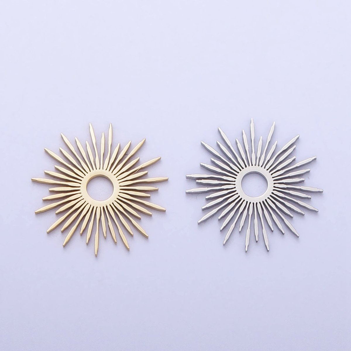 Stainless Steel Celestial Shining Sun Star Ray Beam Charm in Gold & Silver | P-896