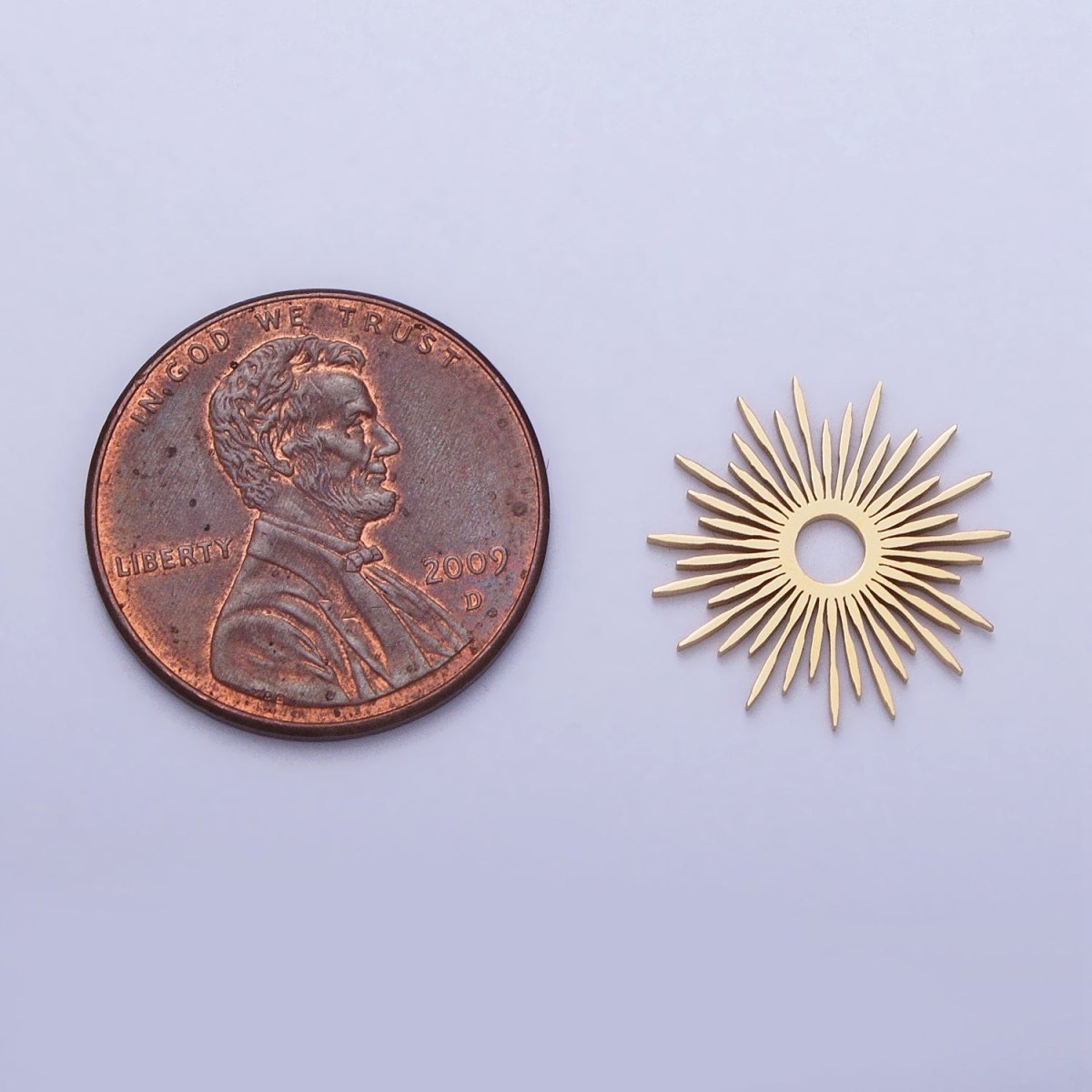 Stainless Steel Celestial Shining Sun Star Ray Beam Charm in Gold & Silver | P-896