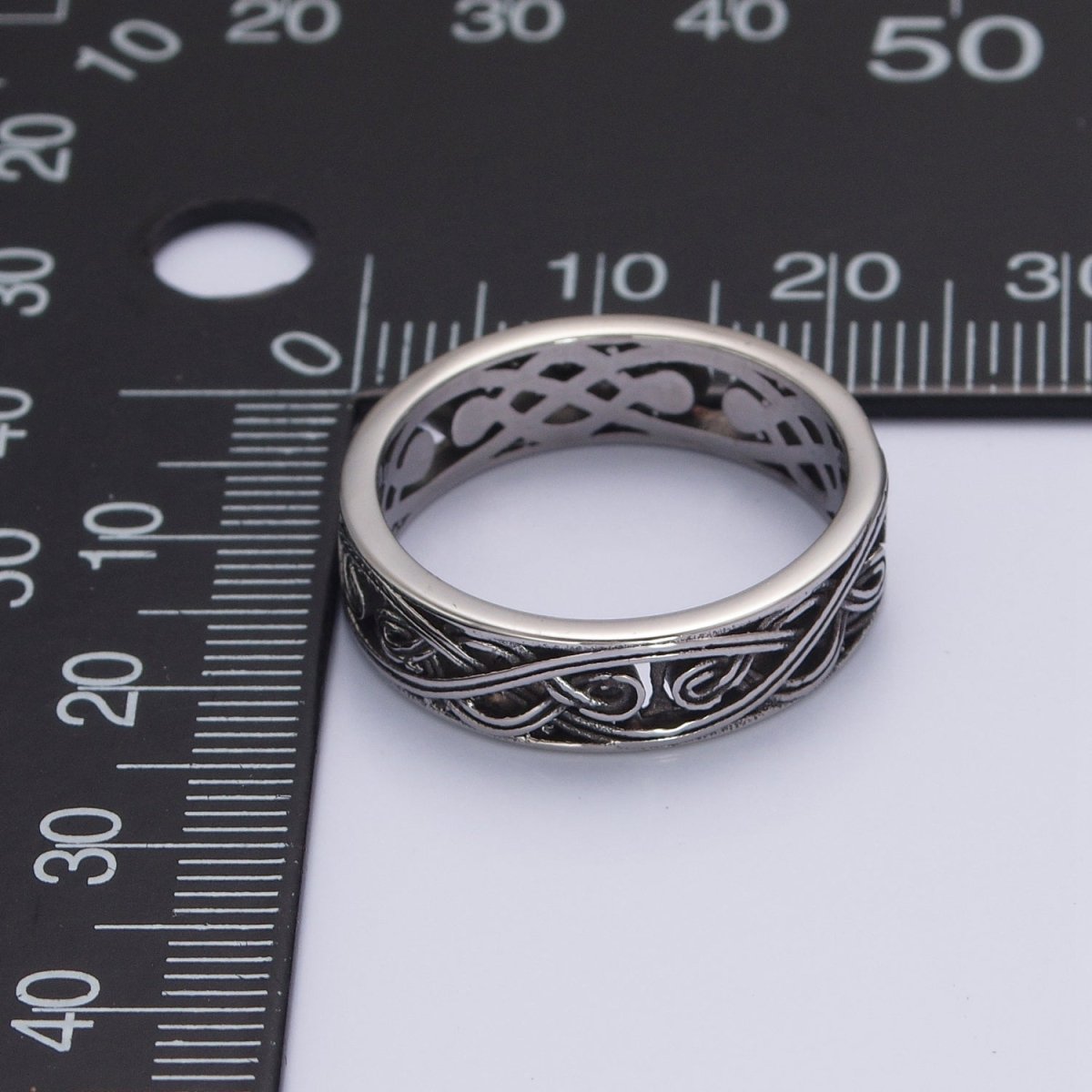 Stainless Steel Celtic Knot Chain Silver Band Biker Ring O-846 O-847