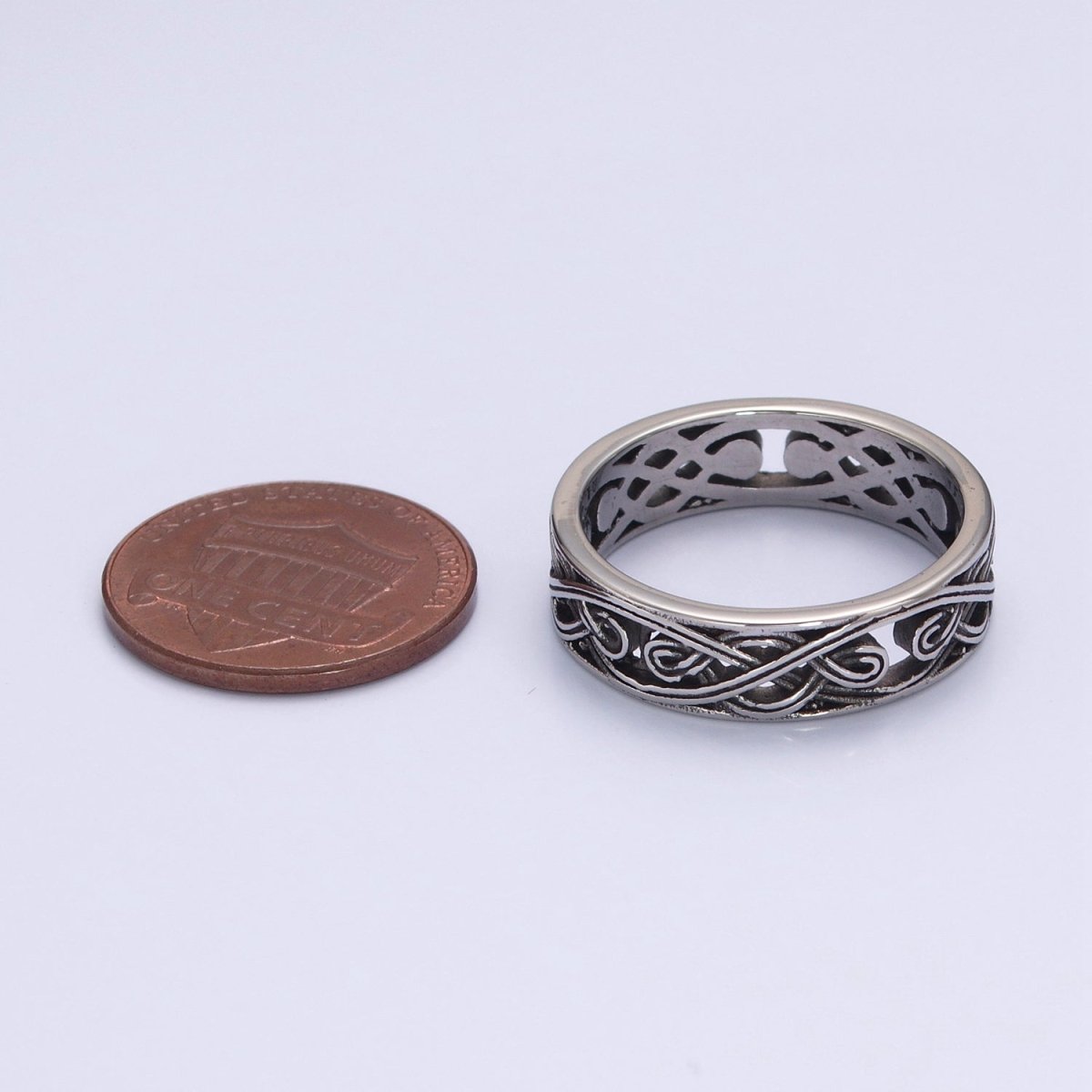 Stainless Steel Celtic Knot Chain Silver Band Biker Ring O-846 O-847