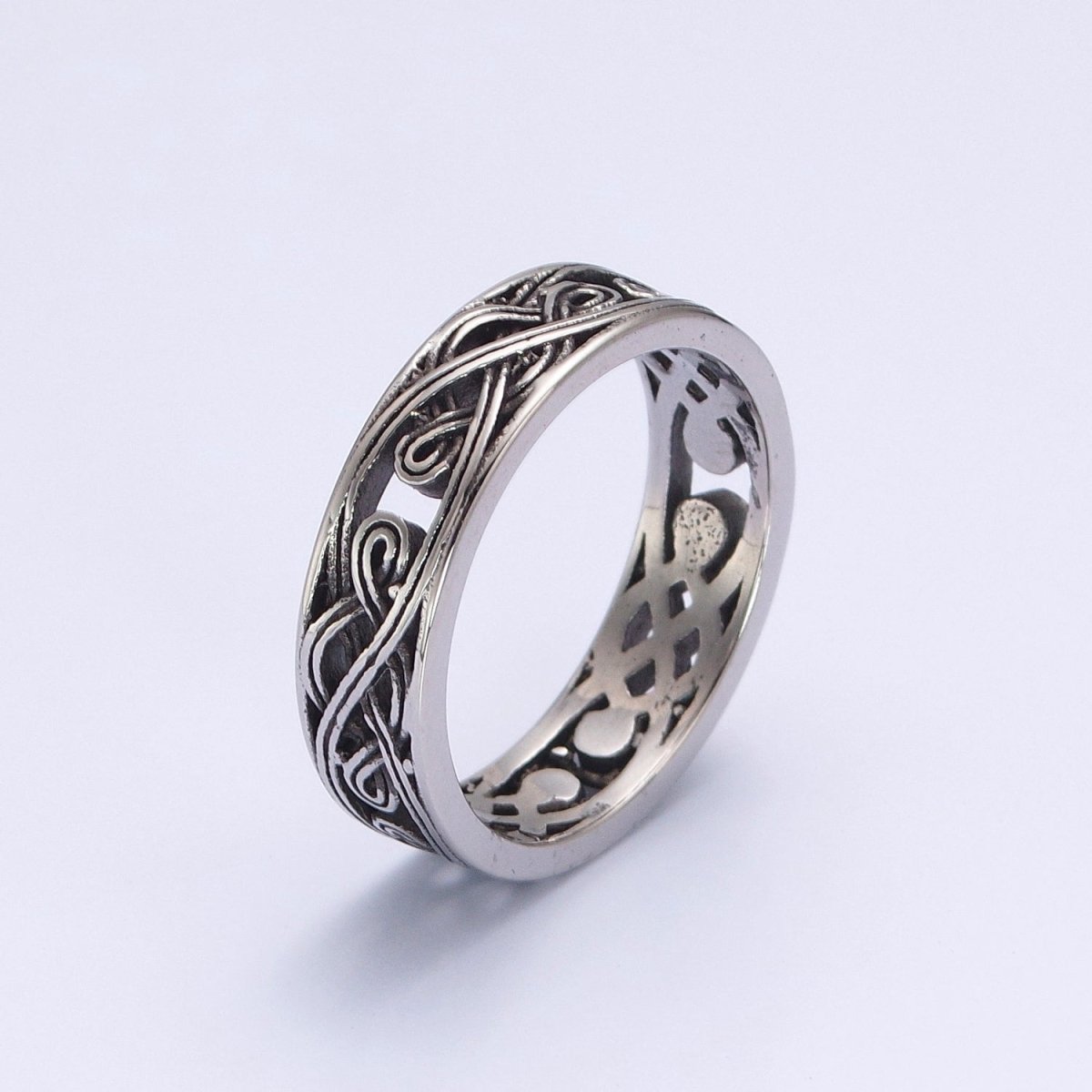 Stainless Steel Celtic Knot Chain Silver Band Biker Ring O-846 O-847