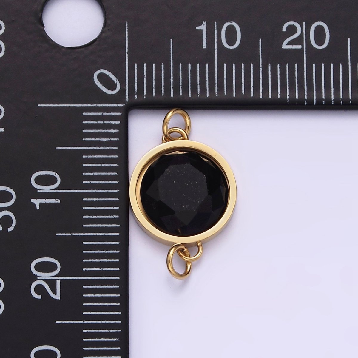 Stainless Steel Charm Connector Black Onyx, Blue Lapiz Multifaceted Round Bezel Link Connector | G713 G714