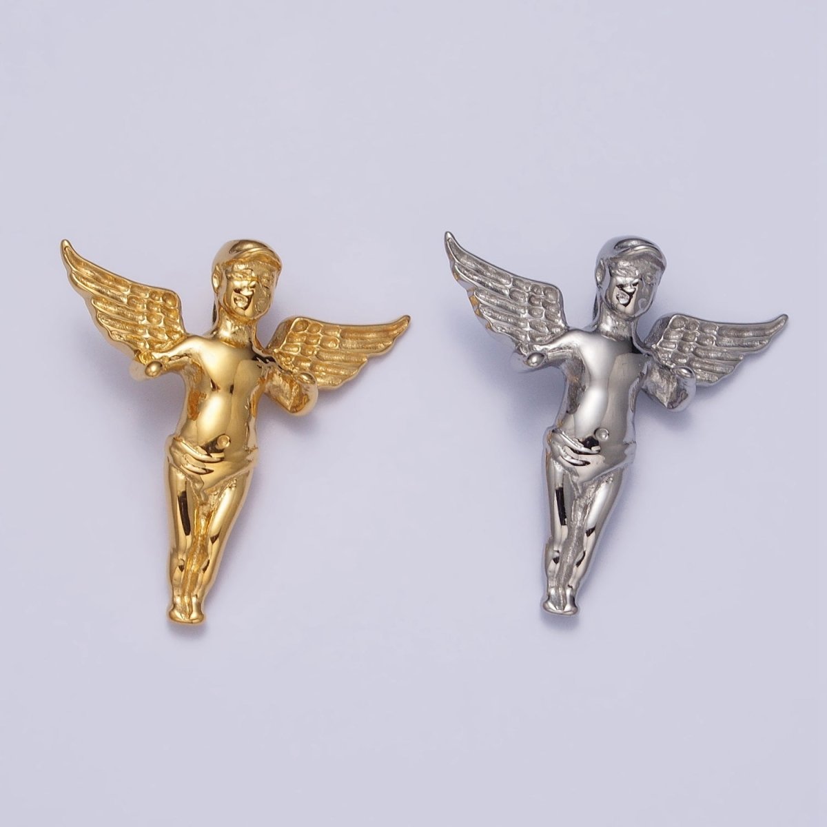Stainless Steel Cherub Baby Angel Pendant in Gold & Silver | P-1084