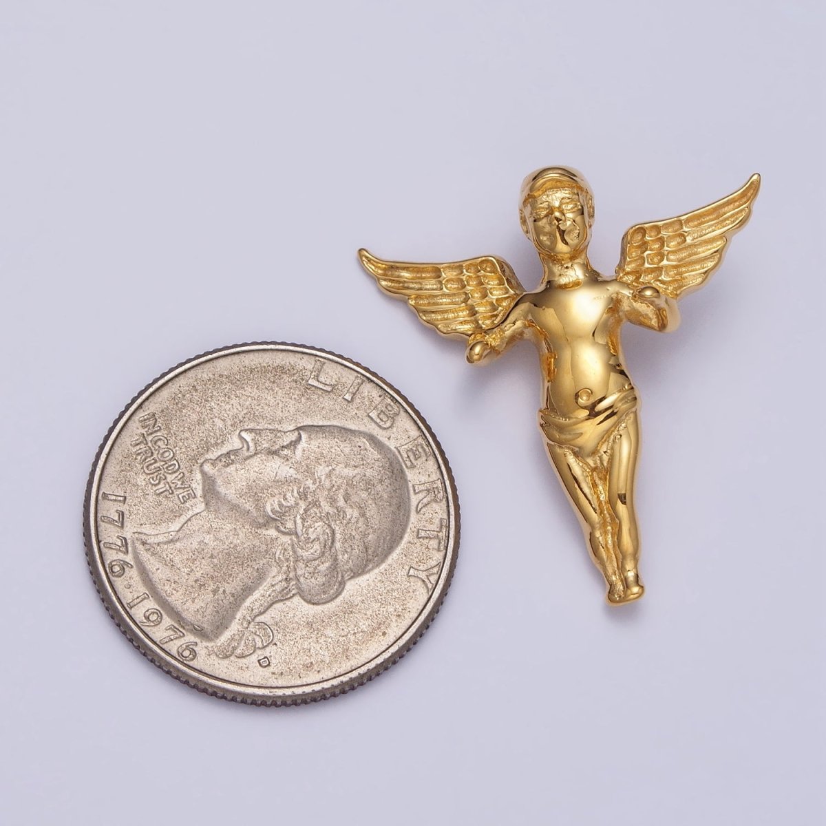 Stainless Steel Cherub Baby Angel Pendant in Gold & Silver | P-1084