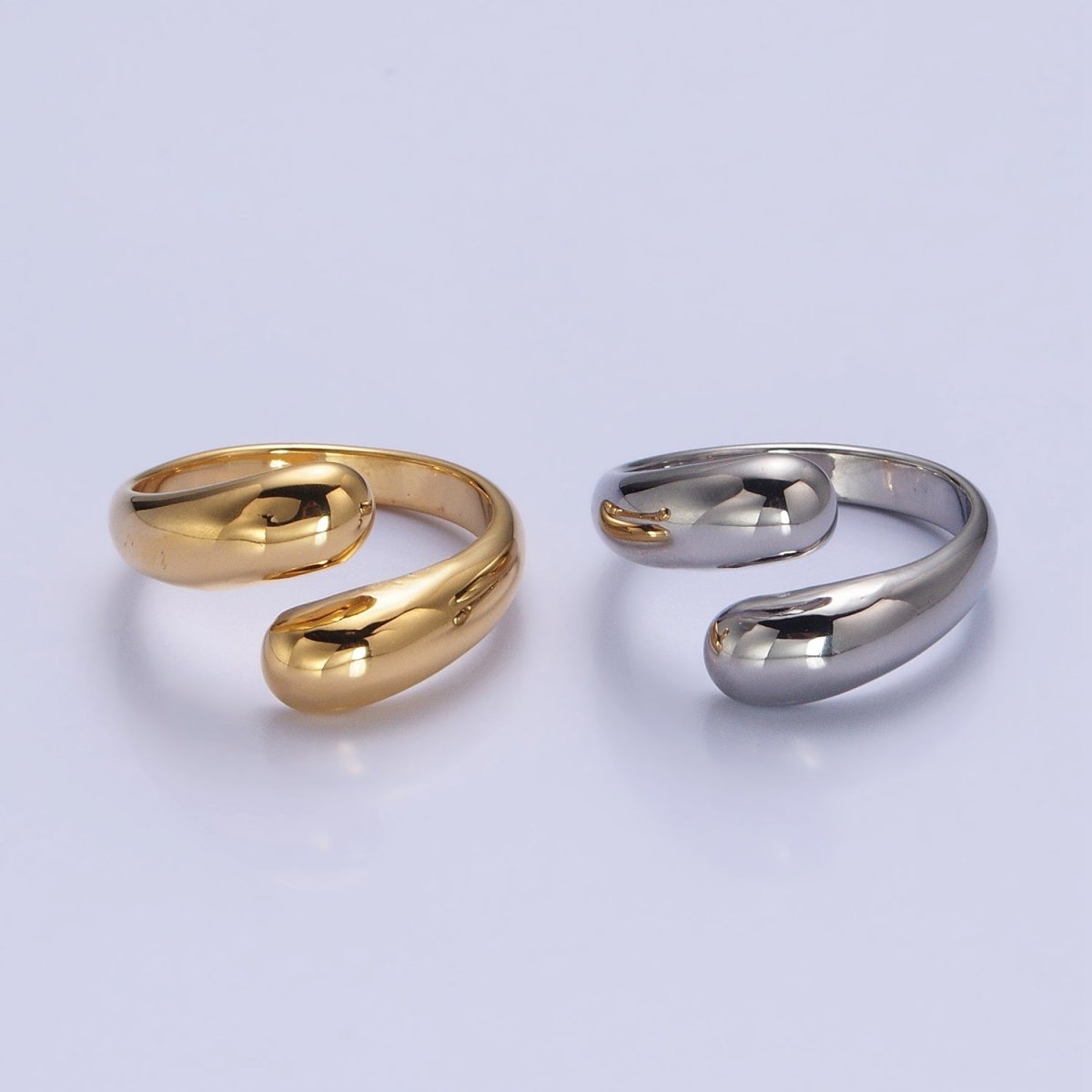 Stainless Steel Chubby Geometric Claw Open Band Ring in Gold & Silver | O-1729~O-1732