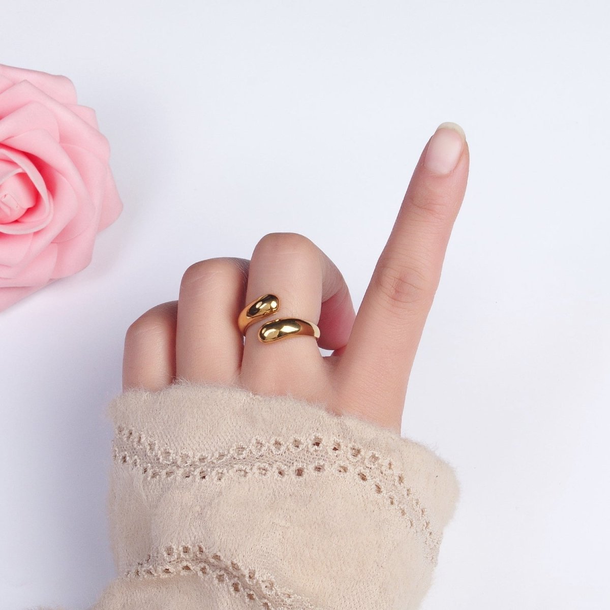 Stainless Steel Chubby Geometric Claw Open Band Ring in Gold & Silver | O-1729~O-1732