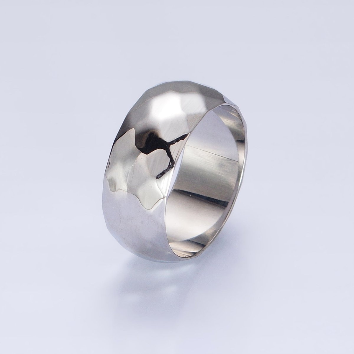 Stainless Steel Chunky Hammered Minimalist Band Ring in Gold & Silver | O-1649~O-1656