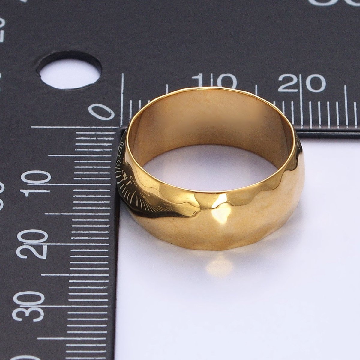 Stainless Steel Chunky Hammered Minimalist Band Ring in Gold & Silver | O-1649~O-1656