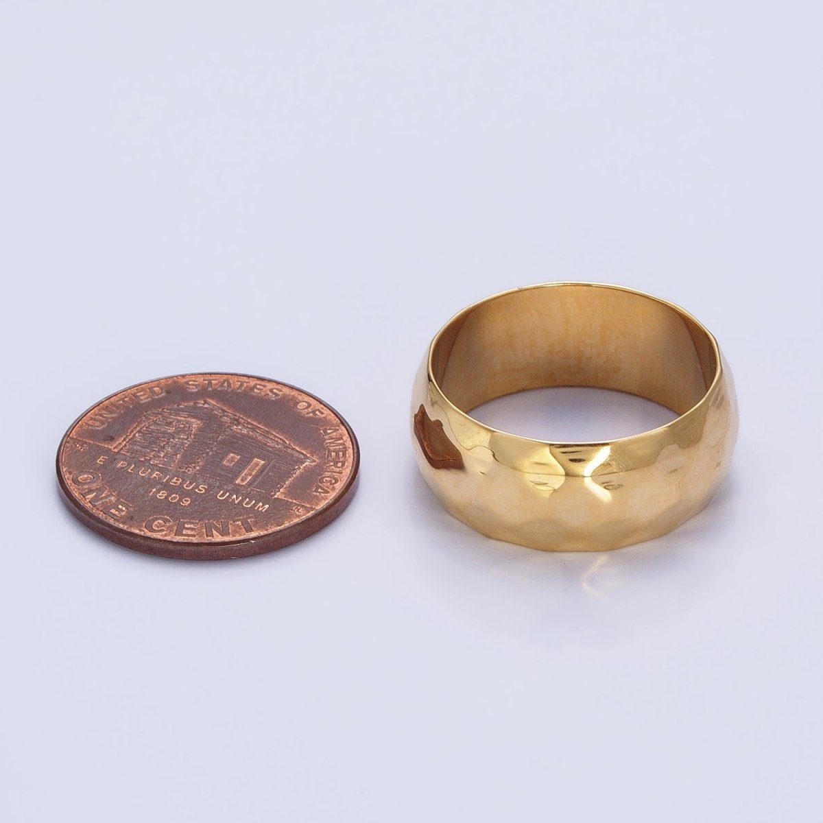 Stainless Steel Chunky Hammered Minimalist Band Ring in Gold & Silver | O-1649~O-1656