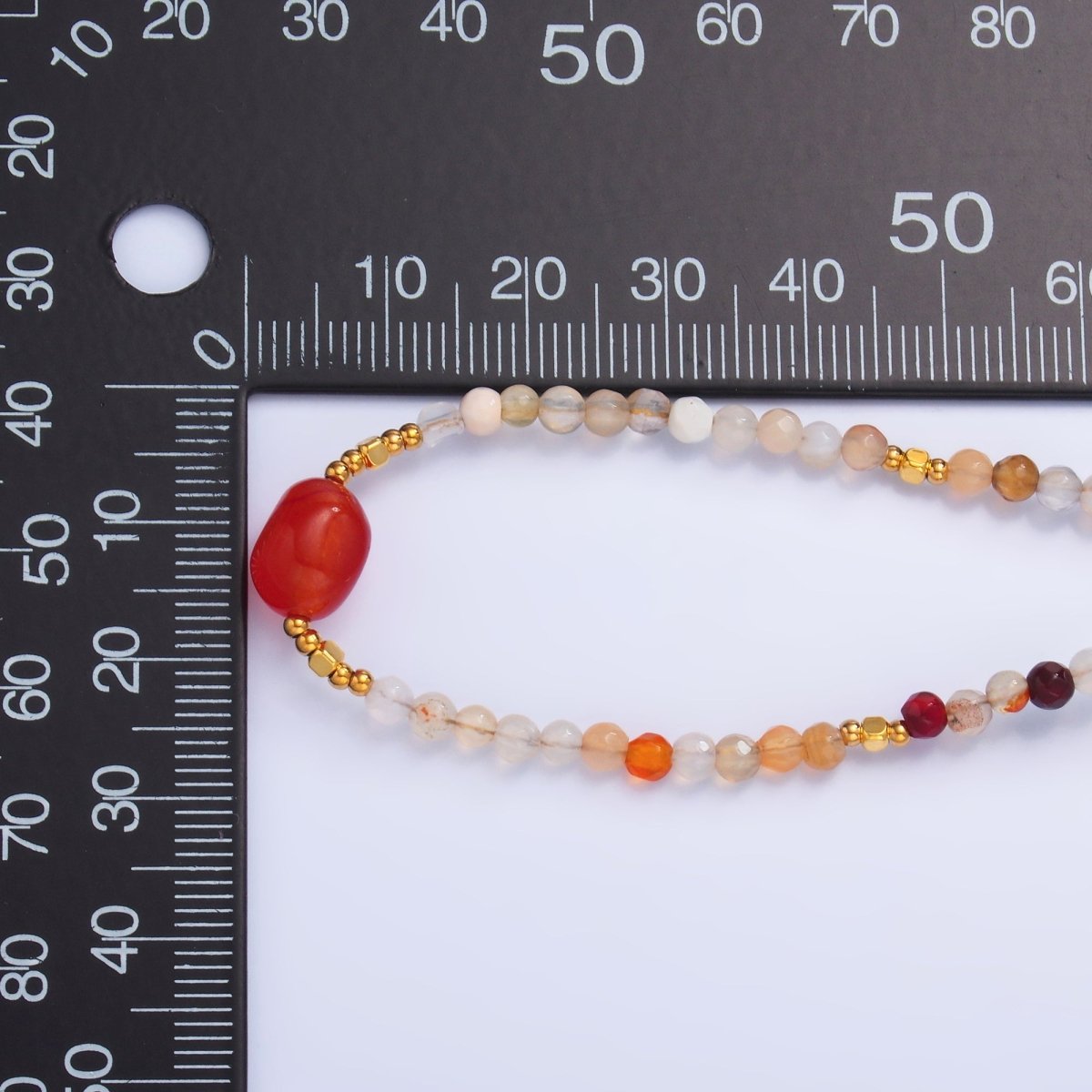 Stainless Steel Citrine Carnelian Natural Gemstone 15.5 Inch Choker Necklace | WA - 3109 - DLUXCA