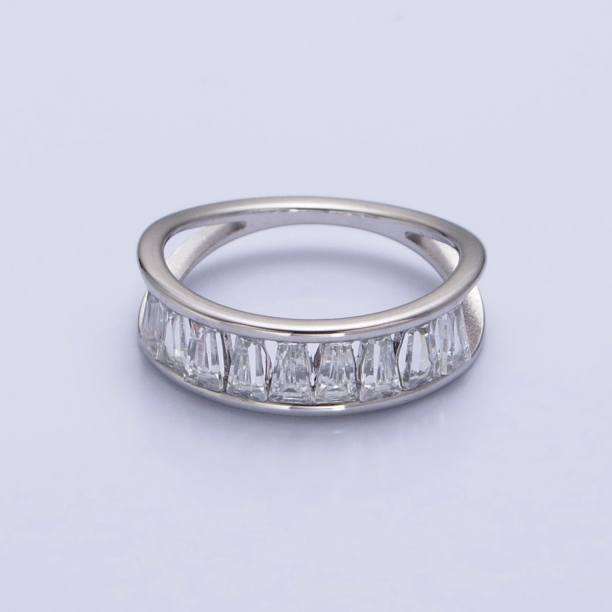 Stainless Steel Clear Baguette Double Band Ring in Gold & Silver | AA-1170~AA-1177