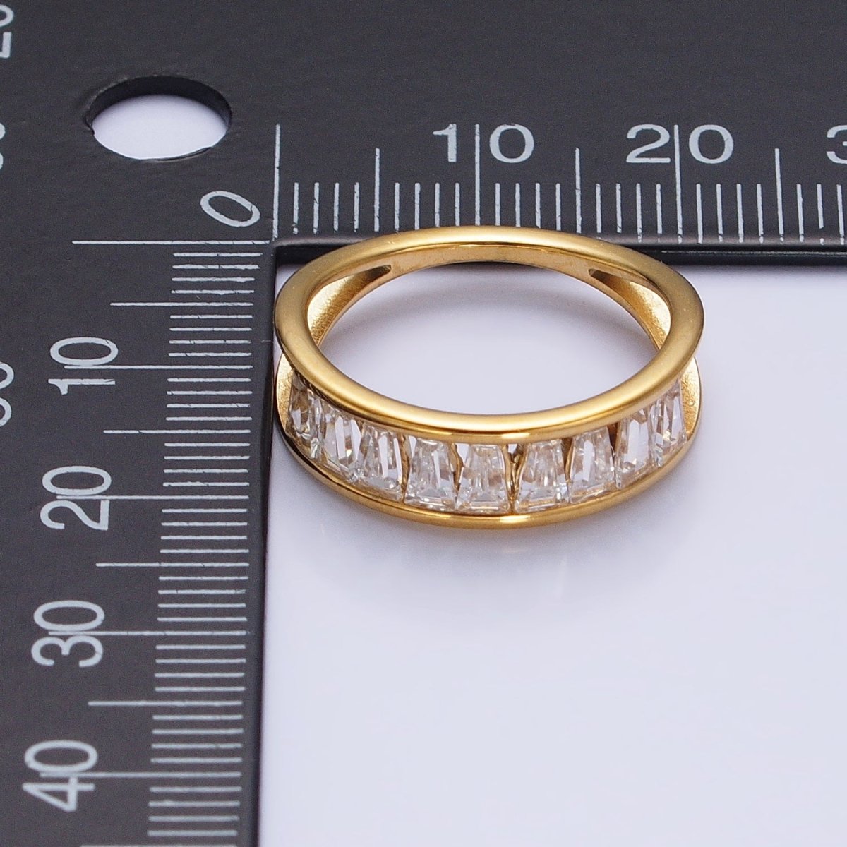 Stainless Steel Clear Baguette Double Band Ring in Gold & Silver | AA-1170~AA-1177